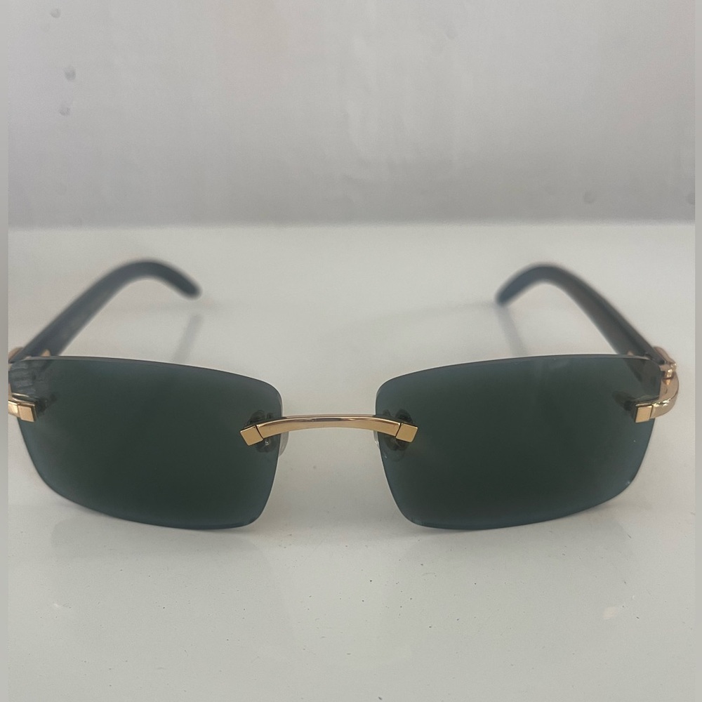 Cartier Gold and Black Rimless Sunglasses with Black Lenses - Picture 5 of 10